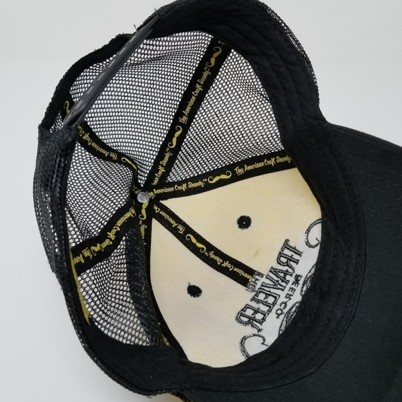 The Traveler Beer Co Trucker Mesh Snap Back Baseball Hat Mustache Black Yellow - Picture 5 of 10